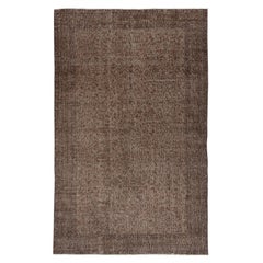 5.6x9 Ft Vintage Handmade Rug. Brauner türkischer Flächenteppich für modernes Heim und Büro