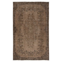 5.6x9 Ft Vintage handgefertigten türkischen Bereich Teppich Overdyed in Braun für moderne Einrichtung