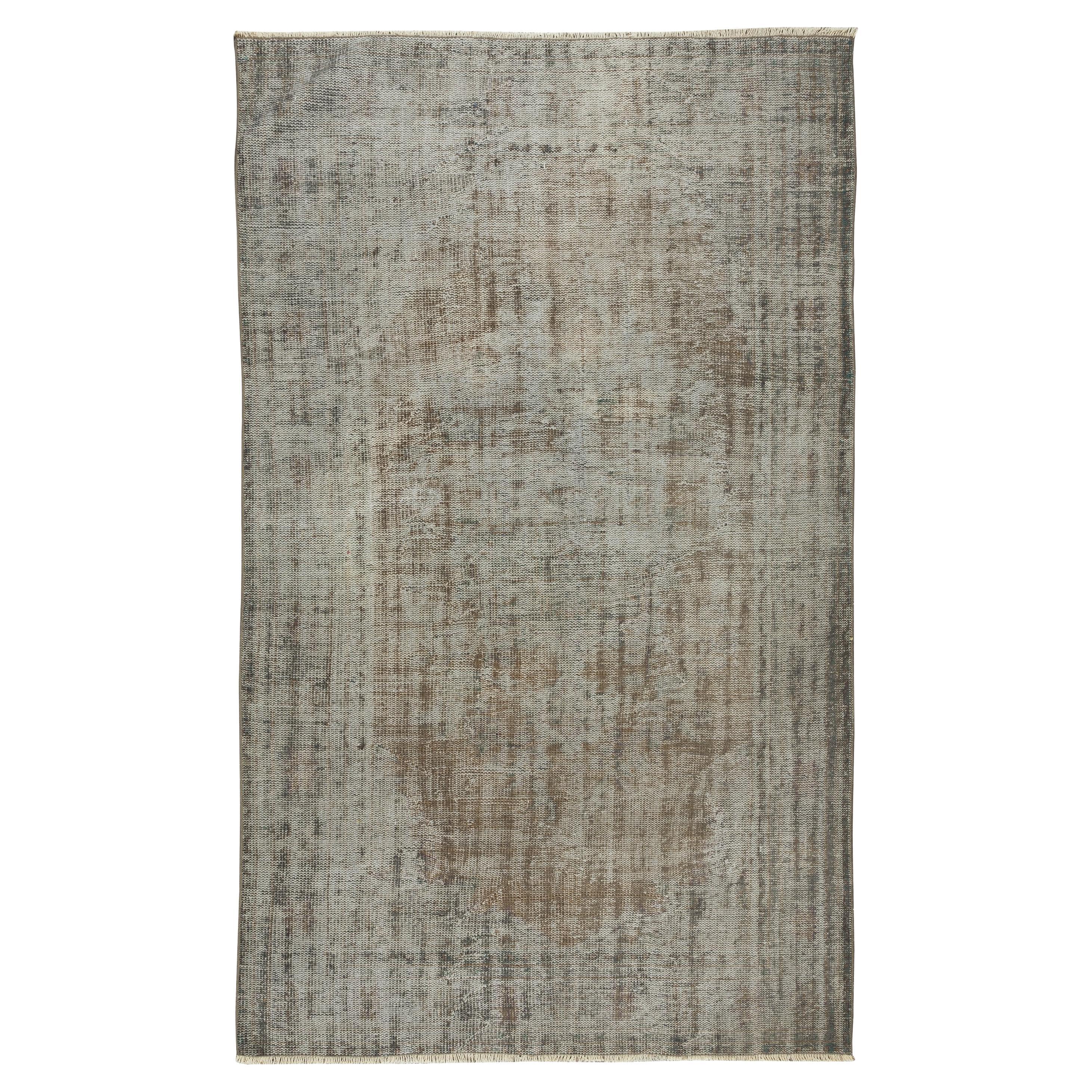 Vintage Turkish Area Rug in Gray, Hand Knotted Shabby Chic Wool Carpet For Sale