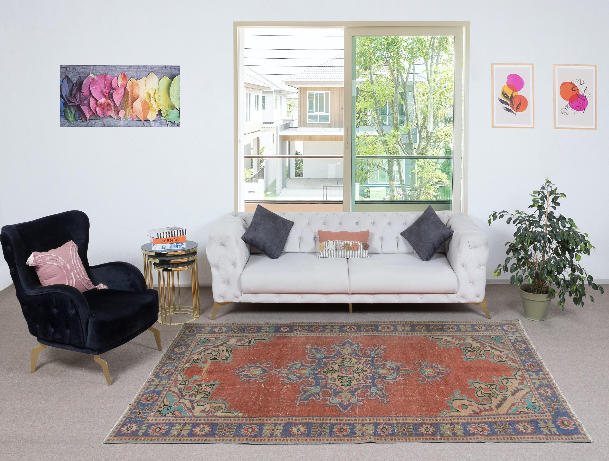 Infuse your home with the timeless beauty of this traditional vintage handmade Turkish rug, a hand-knotted masterpiece crafted from a luxurious blend of wool and cotton. Woven by skilled artisans using centuries-old techniques, this rug features