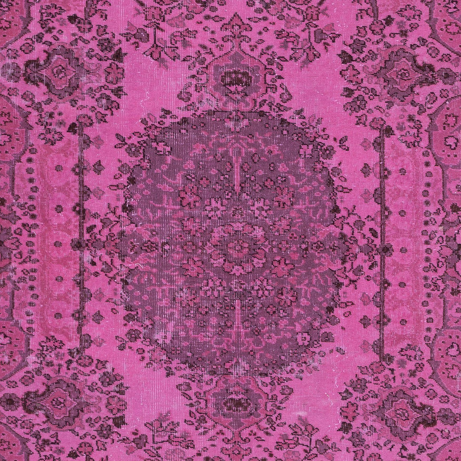 Hand-Knotted 5.6x9.2 Ft Unique Turkish Rug in Pink, Handmade Modern Carpet, Floor Covering For Sale