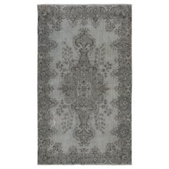 5.6x9.3 Ft Gray Overdyed Vintage Rug für moderne Innenräume. Handgeknüpft in der Türkei