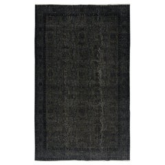 5.6x9.3 Ft Overdyed Schwarzer Teppich. Handgefertigter türkischer Vintage-Teppich für das Wohnzimmer