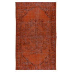 5.6x9.3 Ft Vintage Handmade Anatolian Medallion Pattern Wool Area Rug in Orange
