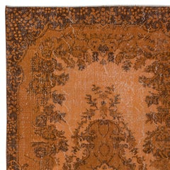 5.6x9.4 Ft Authentic Orange Rug for Modern Interiors, Handmade Anatolian Carpet