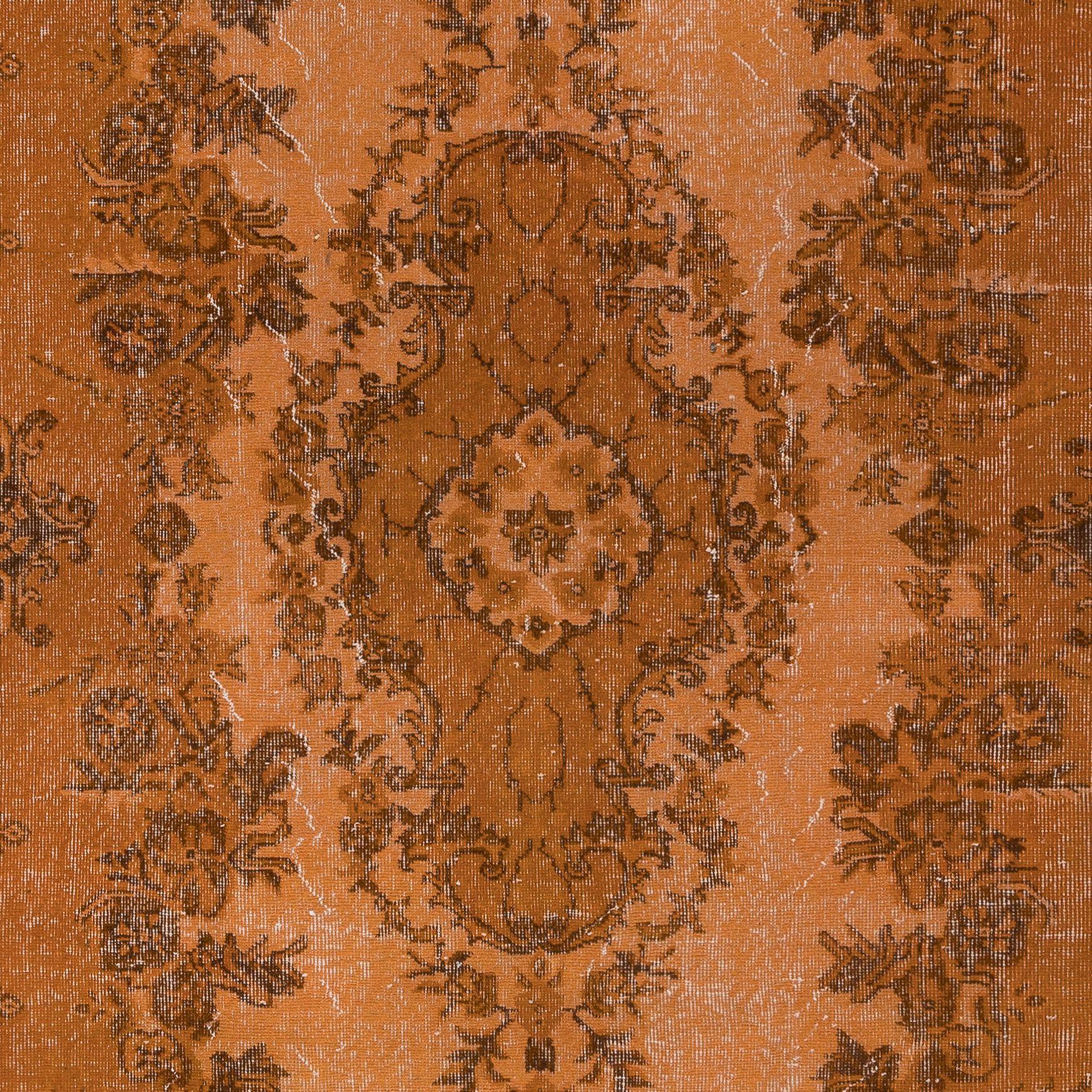 Turkish 5.6x9.4 Ft Authentic Orange Rug for Modern Interiors, Handmade Anatolian Carpet For Sale