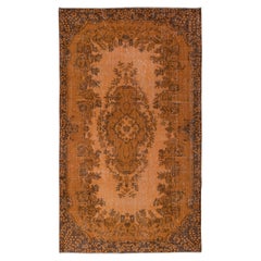 Tappeto arancione autentico 5.6x9.4 Ft per interni moderni, Tappeto anatolico fatto a mano