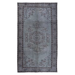 Tappeto moderno grigio fatto a mano 5.6x9.4 Ft, Tappeto turco con design a medaglione