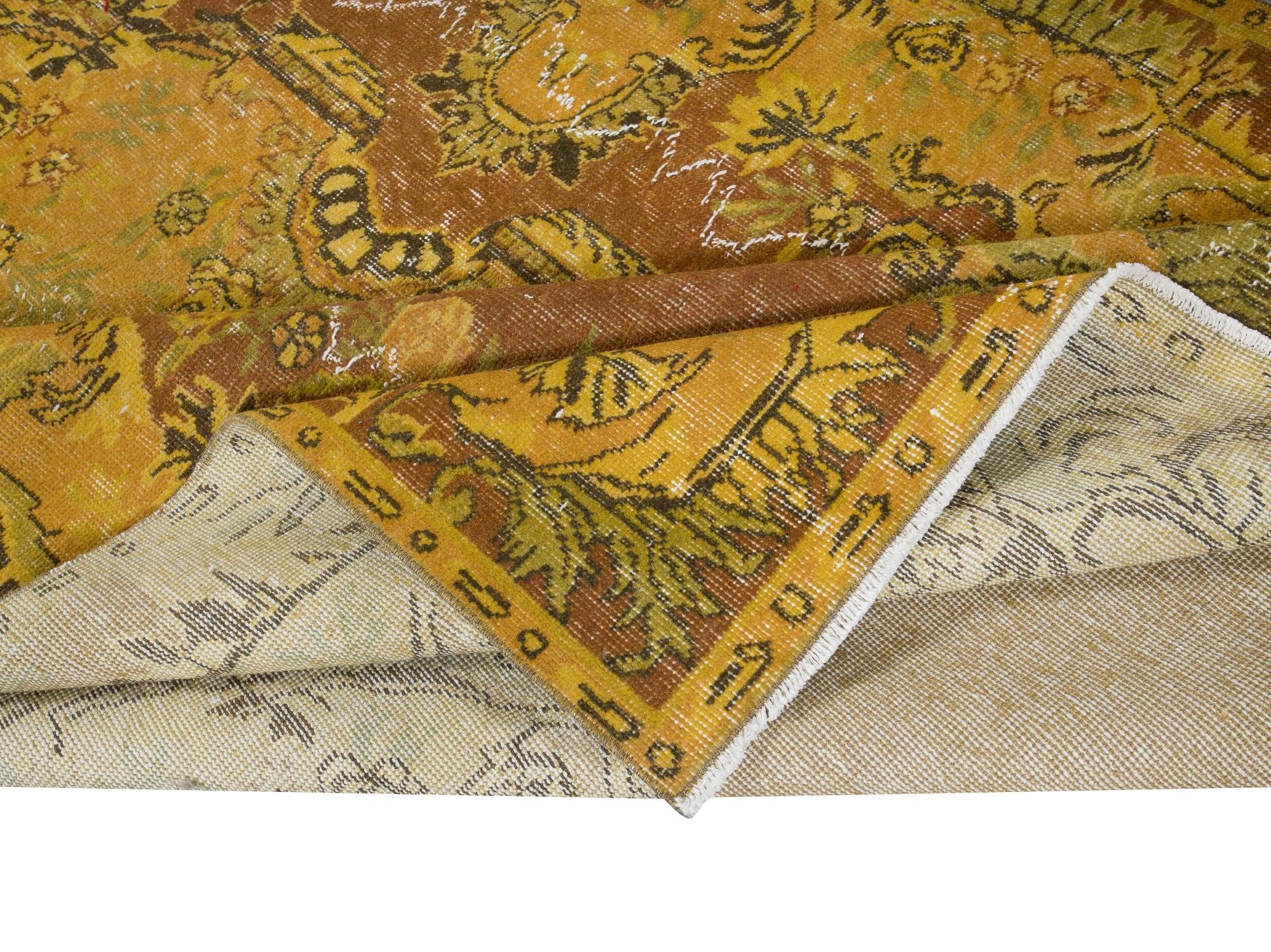 5.6x9.5 Ft Rust & Amber Yellow Handmade Turkish Rug für Contemporary Interiors (Türkisch) im Angebot
