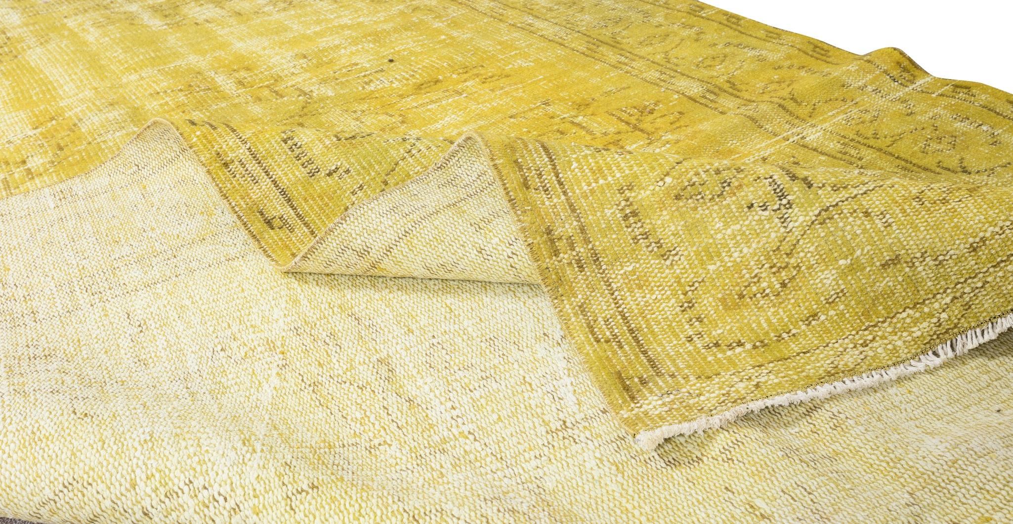 Moderno Tappeto giallo 5.6x9.5 Ft per casa e ufficio moderni, Tappeto turco fatto a mano in vendita