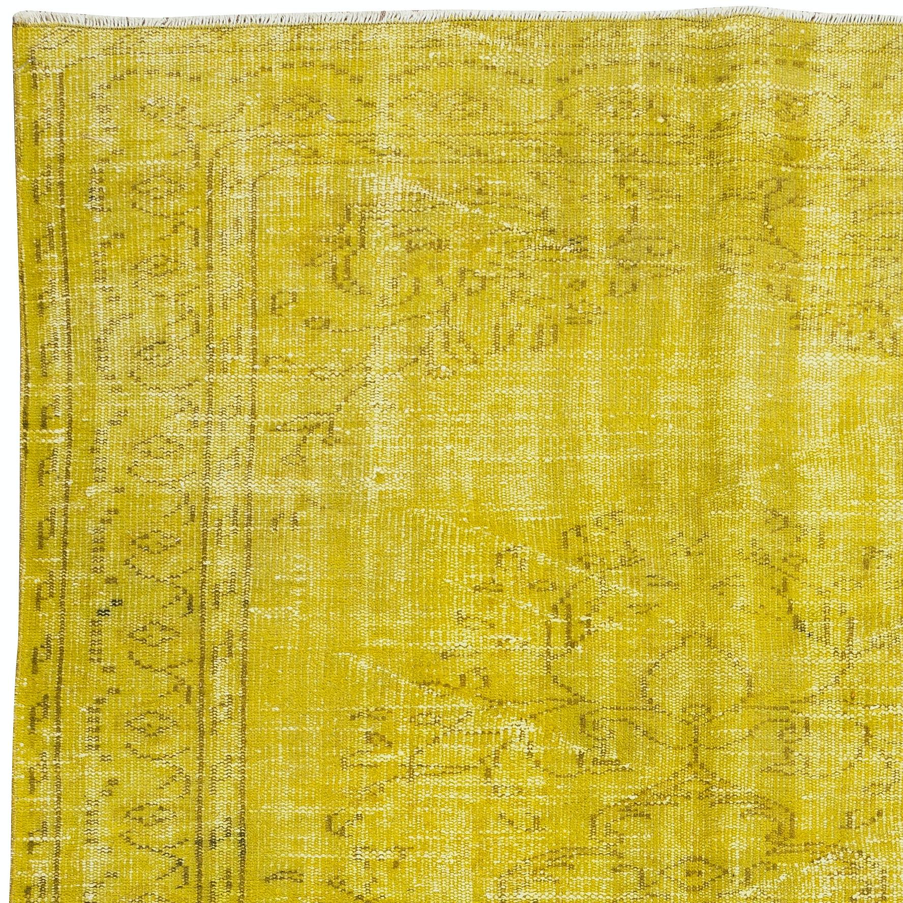 Turco Tappeto giallo 5.6x9.5 Ft per casa e ufficio moderni, Tappeto turco fatto a mano in vendita