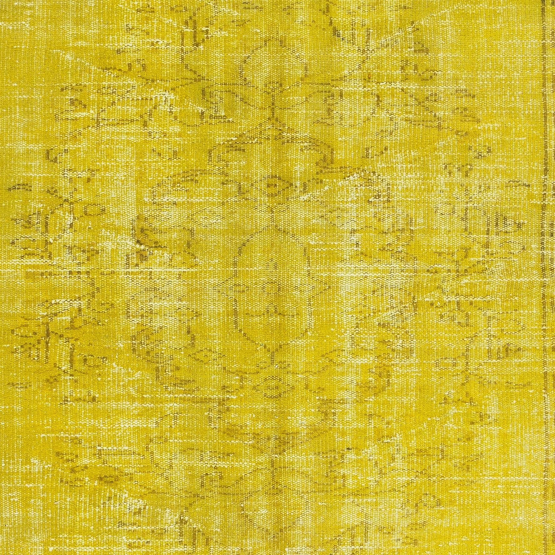 Tessuto a mano Tappeto giallo 5.6x9.5 Ft per casa e ufficio moderni, Tappeto turco fatto a mano in vendita