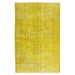 5.6x9.5 Ft Yellow Overdyed Rug for Modern Home & Office, Turkish Handmade Carpet