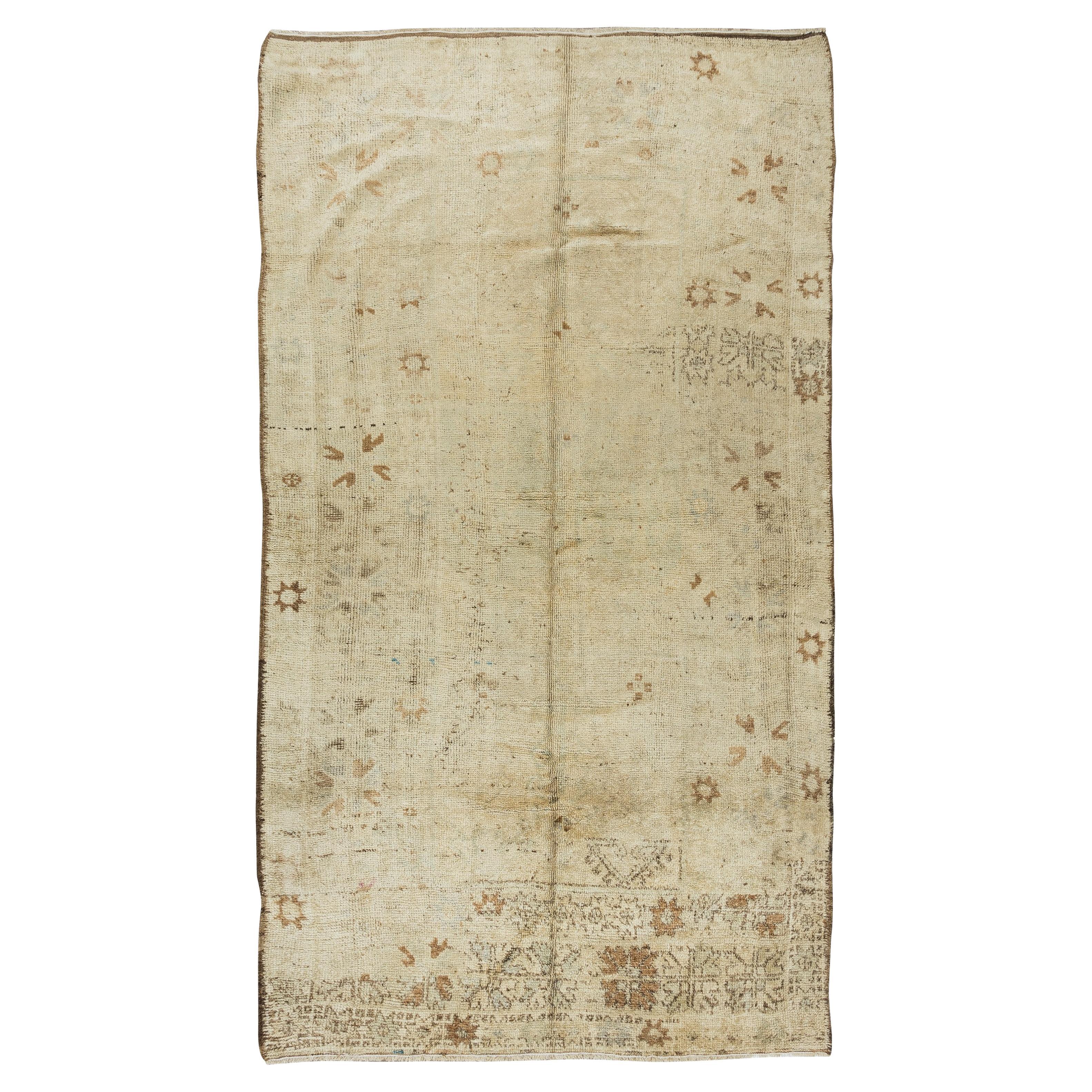 5.6x9.6 Ft Antiker gewaschener trkischer Oushak-Teppich, Vintage, handgeknpft
