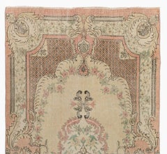 5.6x9.7 Ft Aubusson inspirierter türkischer Vintage-Teppich in Pfirsich & Blassgelb