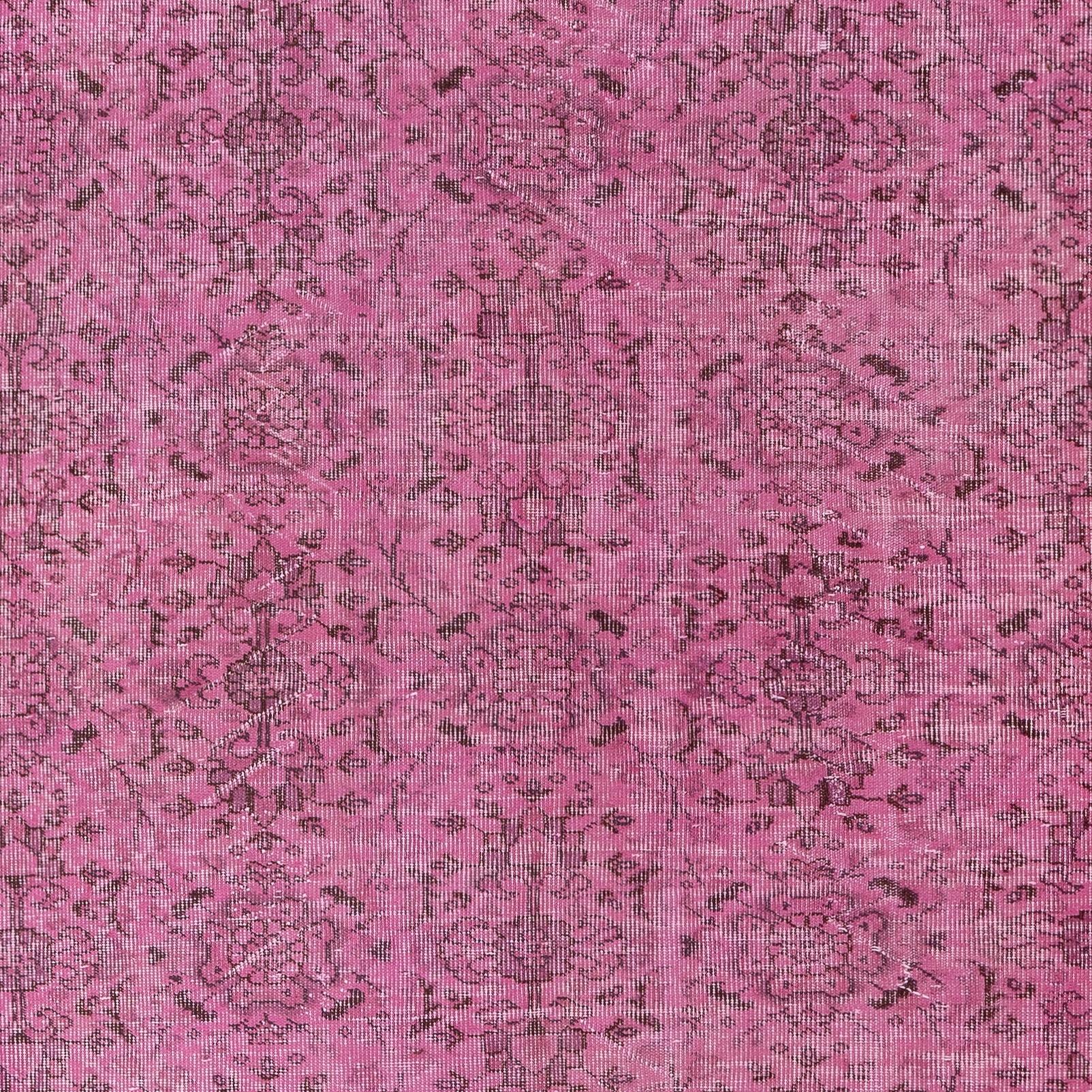 5.6x9.7 Ft Modern Rosa Türkisch Teppich. Vintage Handmade Wool Area Rug (Handgeknüpft) im Angebot