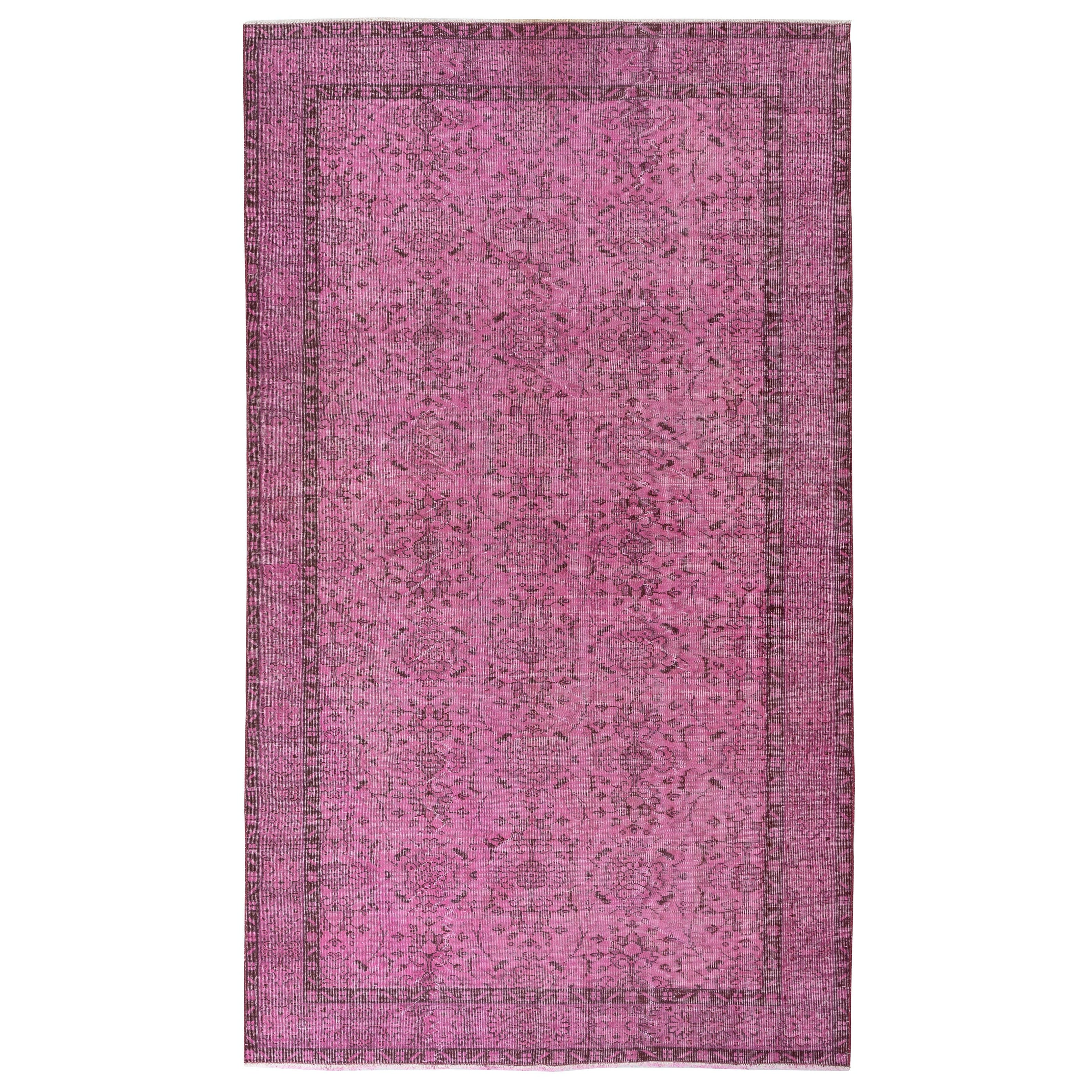 5.6x9.7 Ft Modern Rosa Türkisch Teppich. Vintage Handmade Wool Area Rug