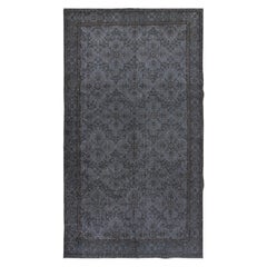 5.6x9.7 Ft Moderner türkischer Teppich in Grau, dekorativer handgefertigter Teppich in Blumenmuster in Grau