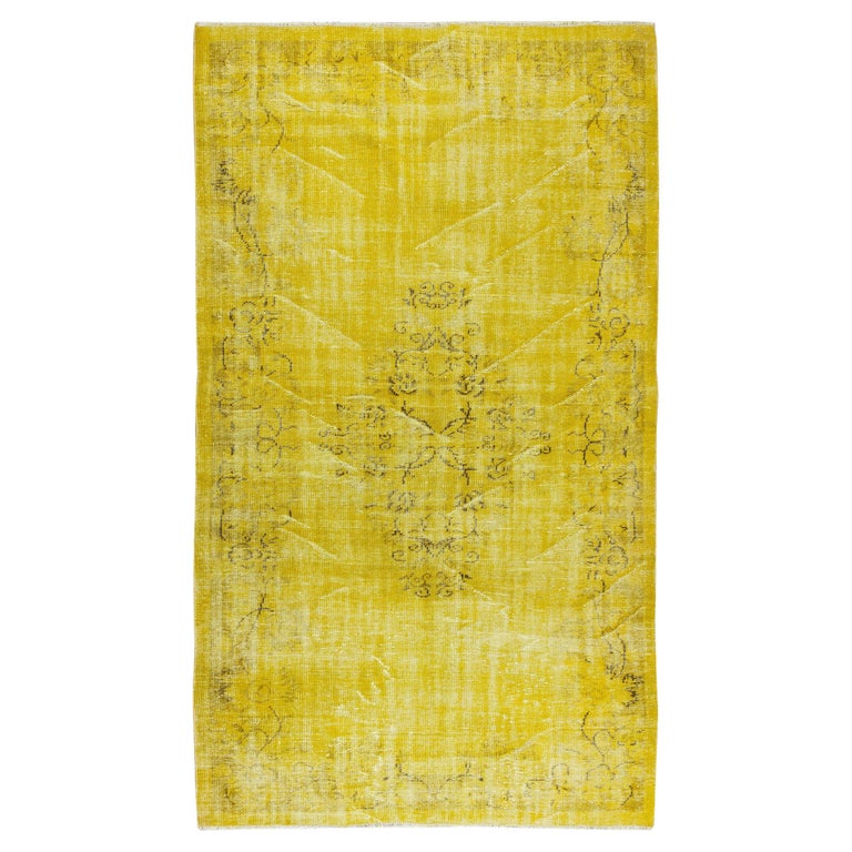 5.6x9.7 Ft Yellow Overdyed Rug for Modern Home and Office, Turkish ...