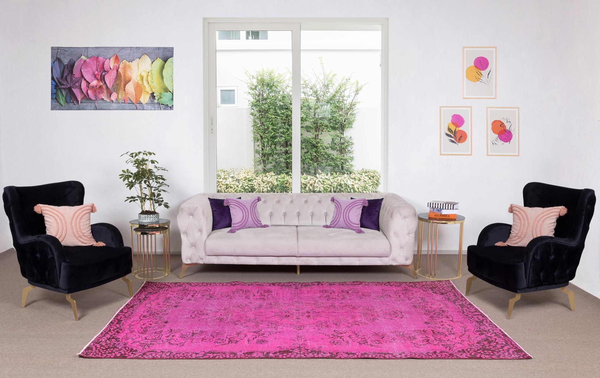 Our over-dyed rugs are all hand-knotted vintage pieces that are recreated in our workshop to cater to a wider range of interior design choices from modern to coastal, from industrial to rustic/cottage. These 50 to 70 year-old rugs were hand-knotted