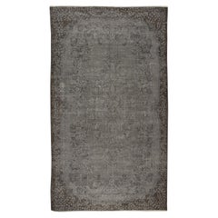 5.6x9.8 Ft Vintage Rug Over-Dyed in Gray for Modern Interior, Handmade in Turkey