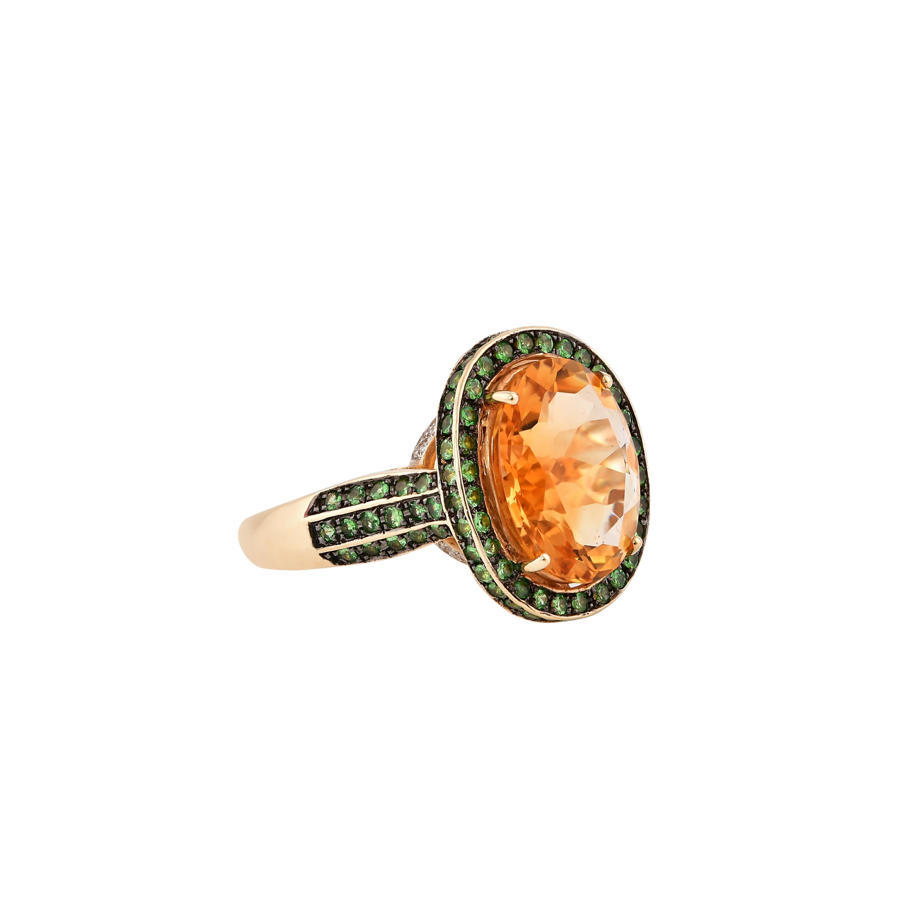 Glamorous Gemstones - Sunita Nahata started off her career as a gemstone trader, and this particular collection reflects her love for multi-colored semi-precious gemstones. This ring presents a cluster of the most captivating citrines accented with