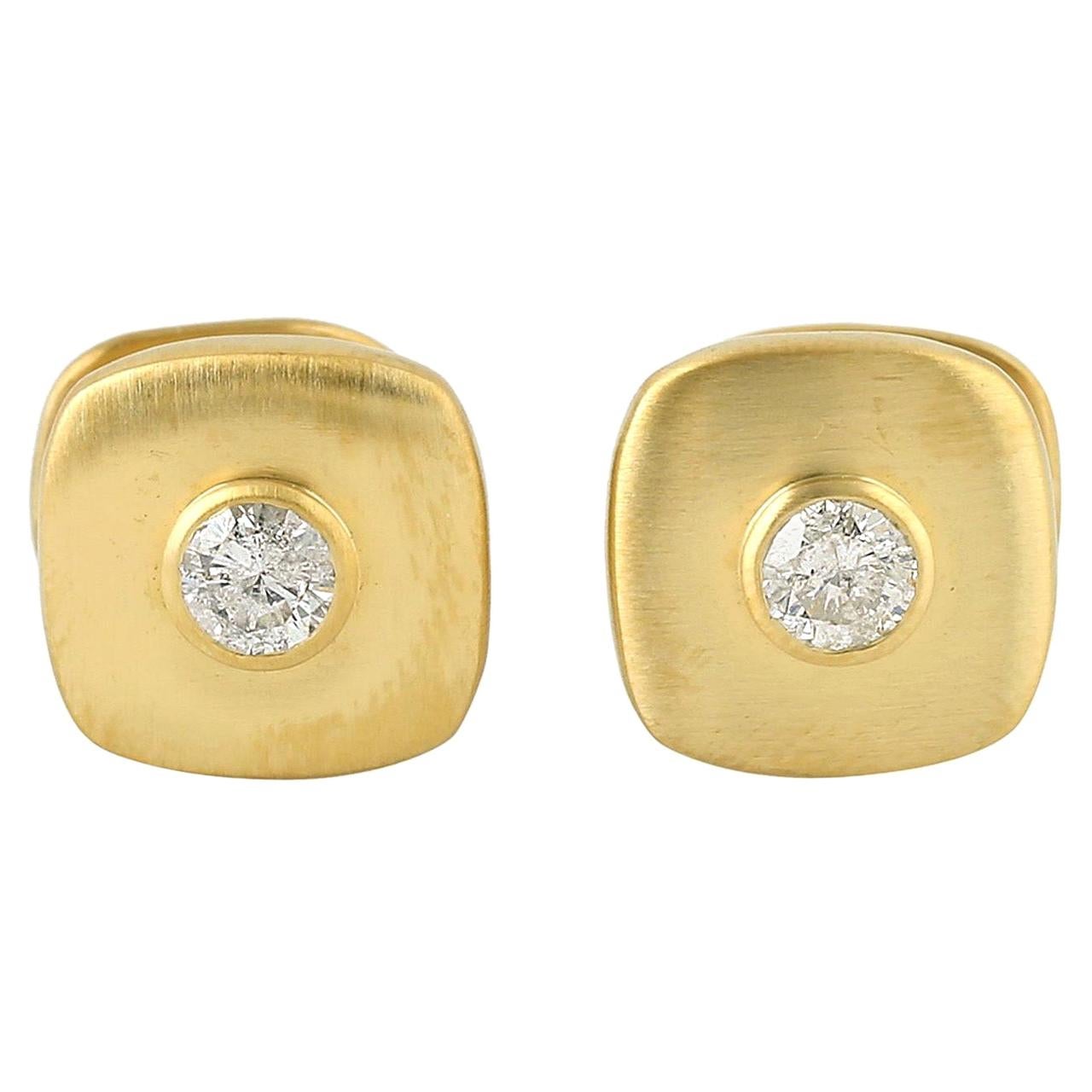 Boutons de manchette en or jaune 10 carats avec diamants de 0,57 carat