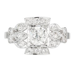 .57 Carat Diamond Old European Cut Platinum Filigree Engagement Ring