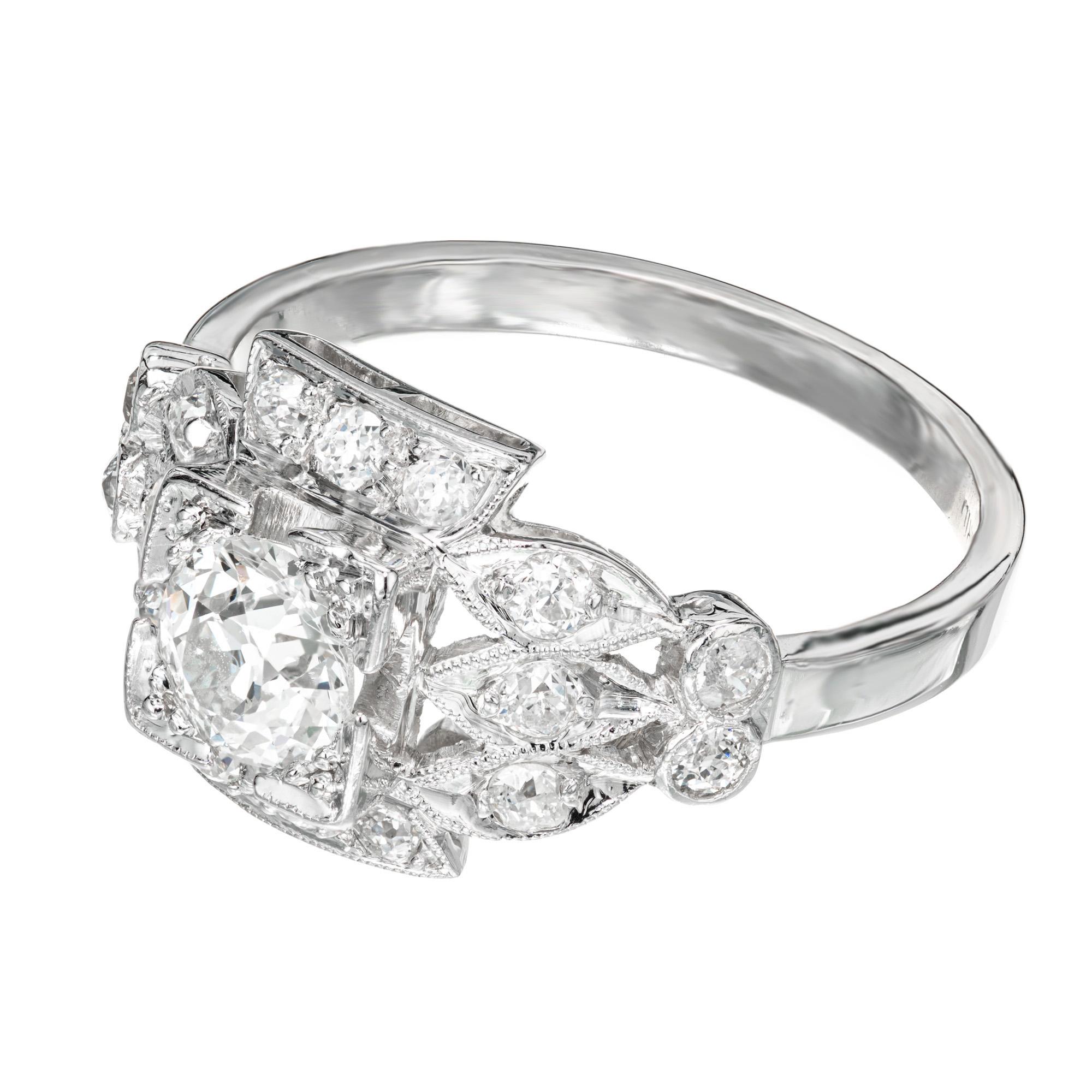 Art Deco Verlobungsring mit Diamanten im alteuropäischen Schliff (Alteuropäischer Schliff) im Angebot