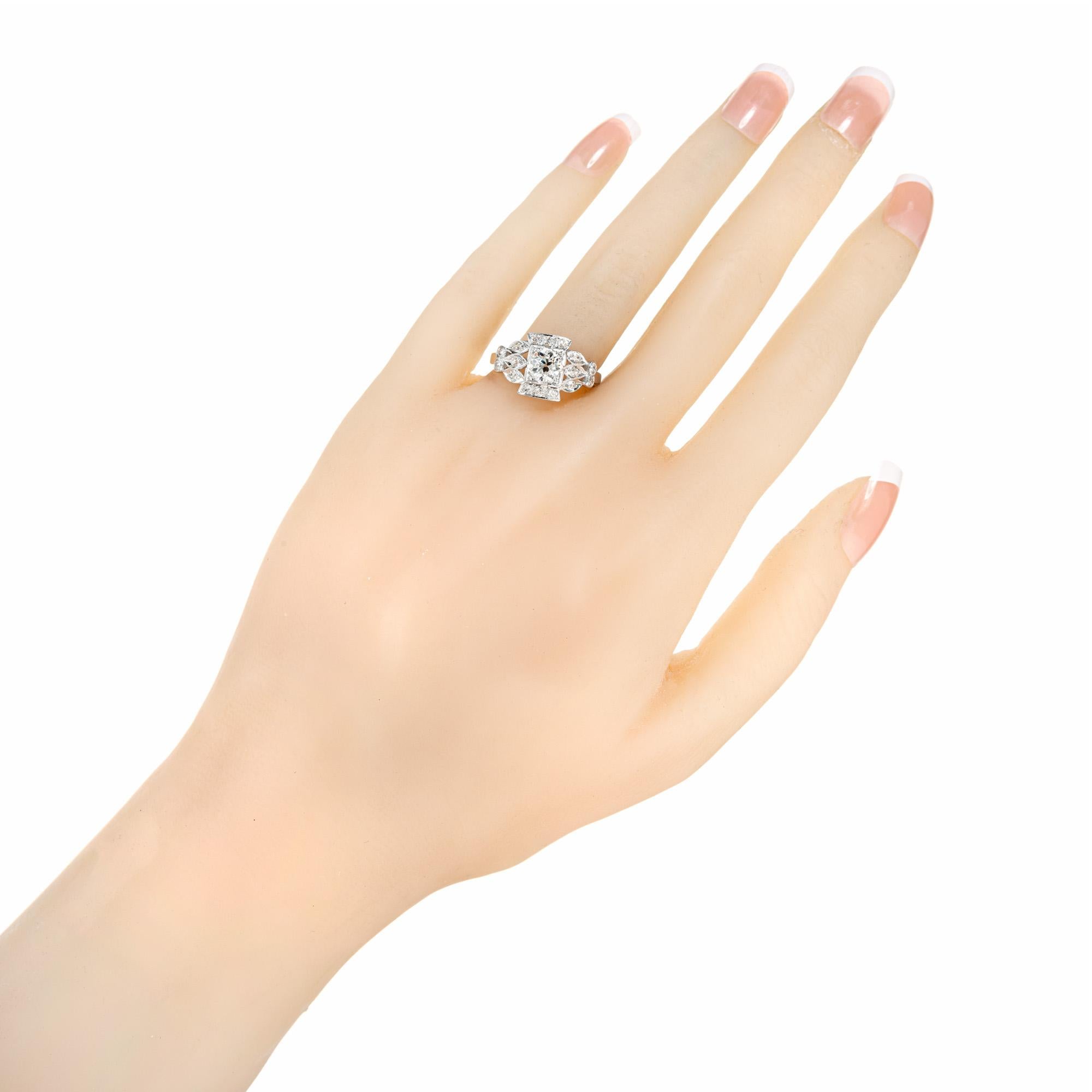.57 Carat Diamond Old European Cut Platinum Filigree Engagement Ring For Sale 2