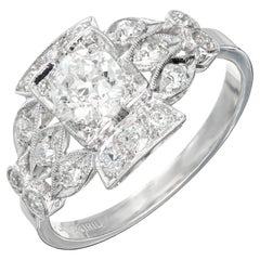 Antique .57 Carat Diamond Old European Cut Platinum Filigree Engagement Ring