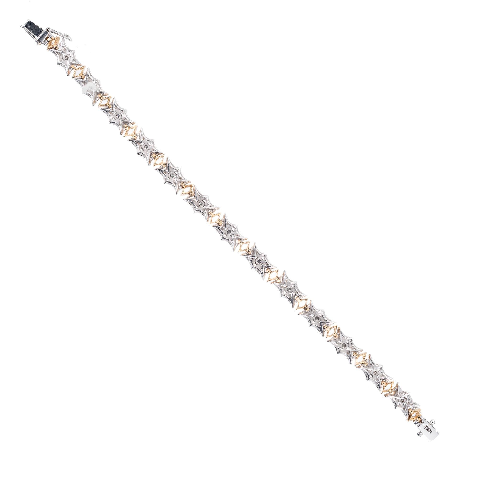 Taille ronde Bracelet à maillons en or jaune et blanc avec diamants de 0,57 carat en vente