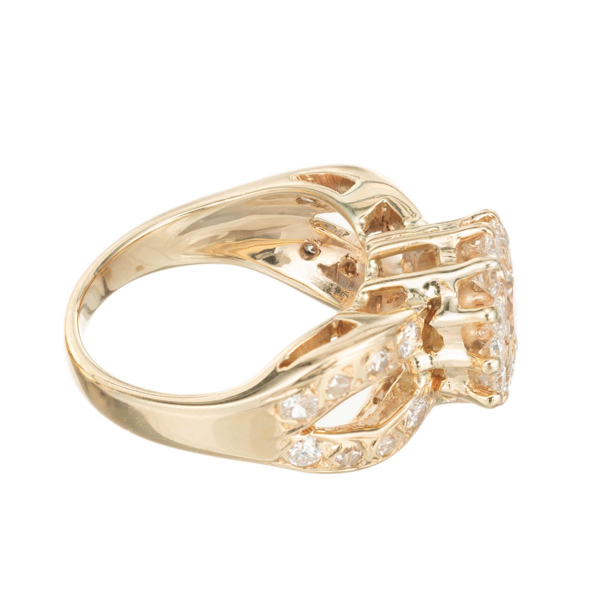 57 Karat Diamant Gelbgold Unendlichkeits-Verlobungsring (Rundschliff) im Angebot