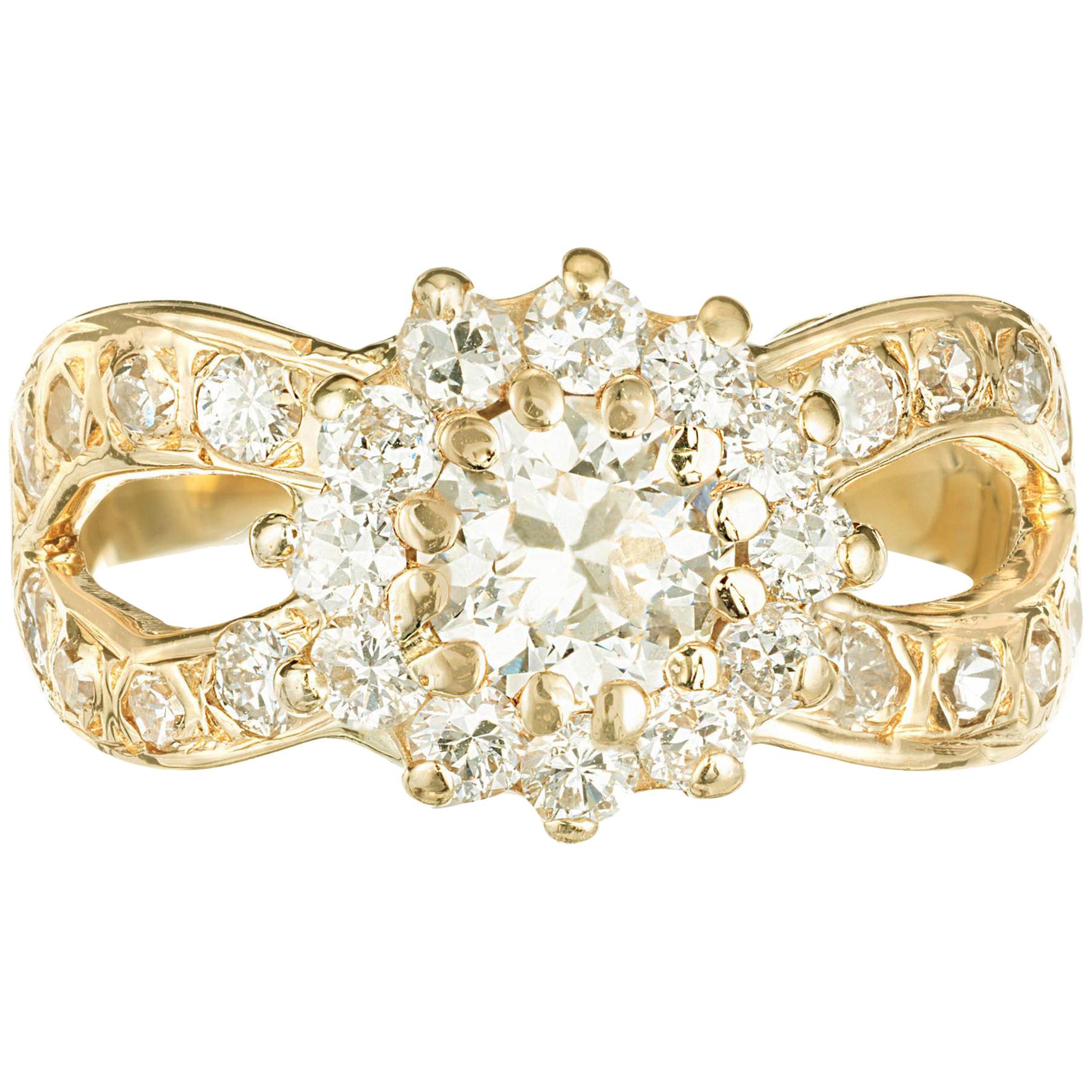 57 Karat Diamant Gelbgold Unendlichkeits-Verlobungsring im Angebot