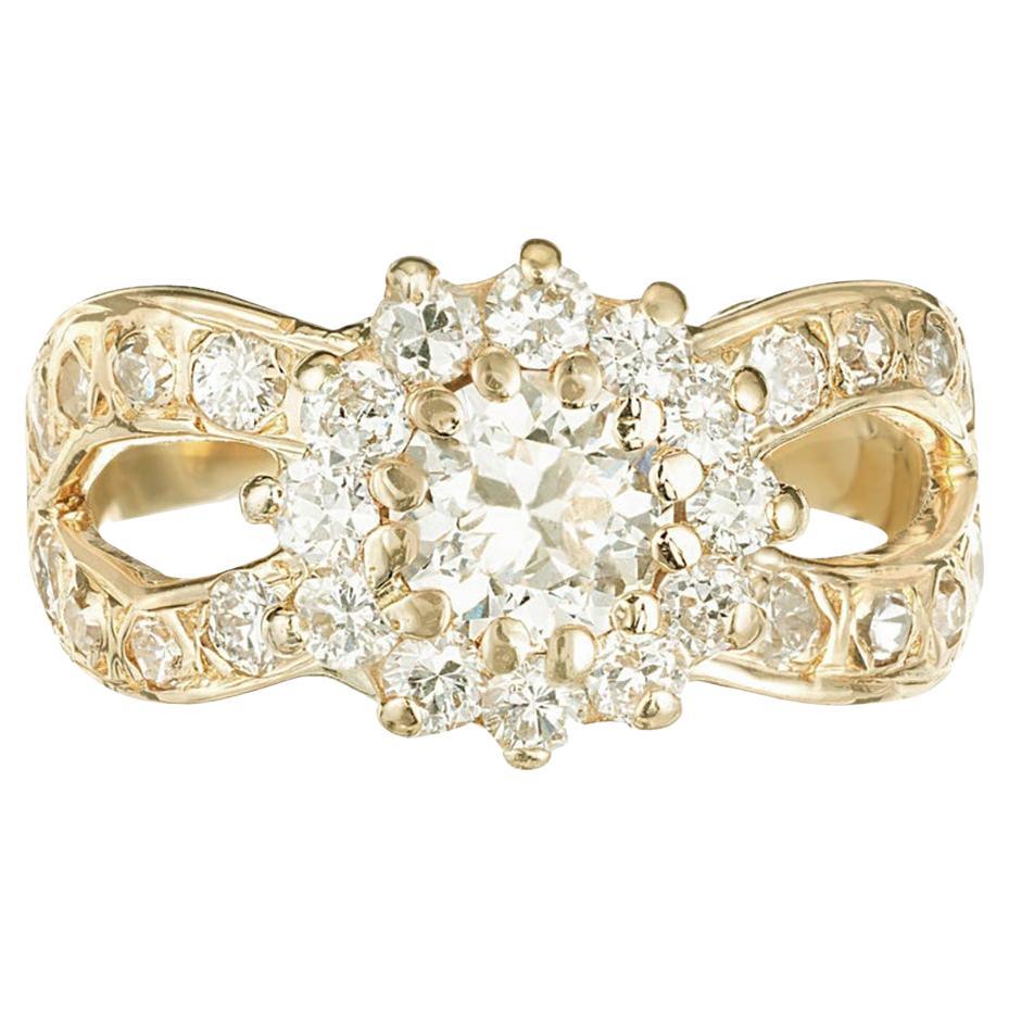 .57 Carat Diamond Yellow Gold Infinity Engagement Ring For Sale