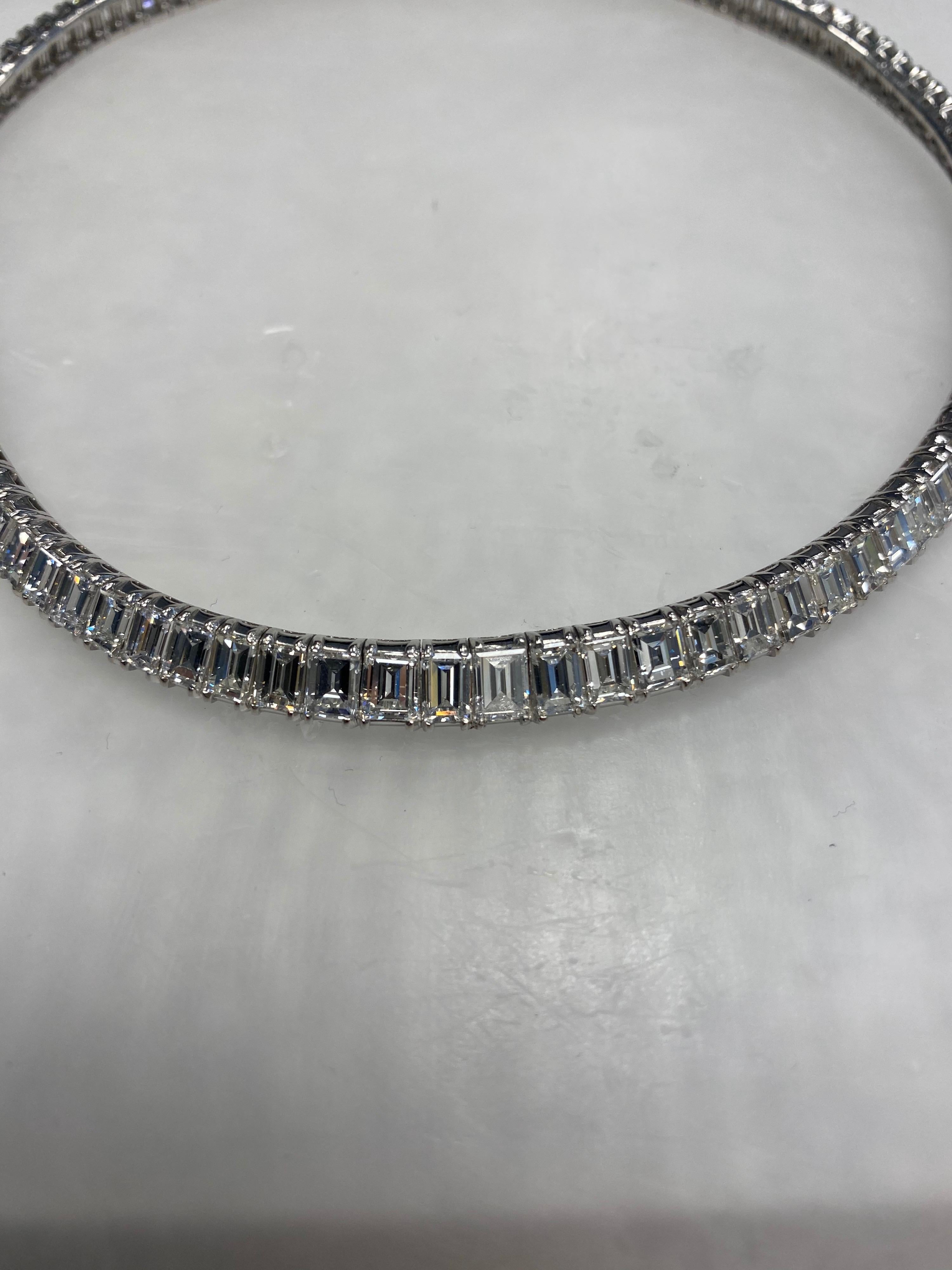 emerald cut diamond tennis necklace