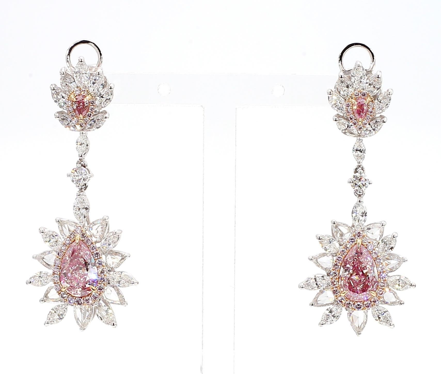 Modern 5.7 Carat Fancy Pinkish Brown Diamond Earrings in 18K Gold For Sale