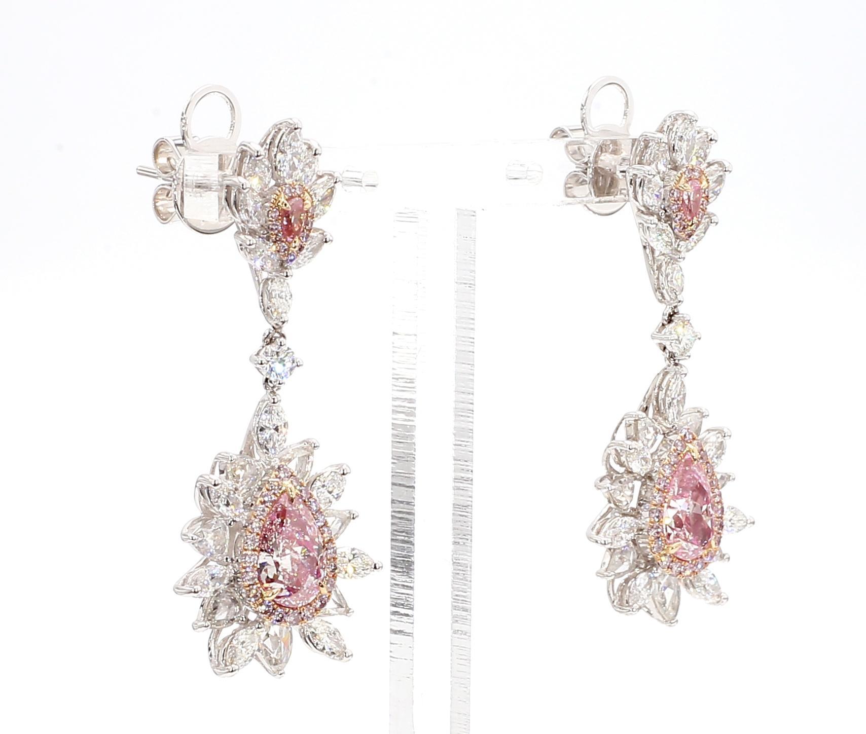 5.7 Carat Fancy Pinkish Brown Diamond Earrings in 18K Gold In New Condition For Sale In New York, NY