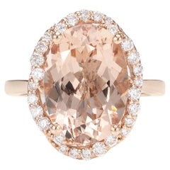 Bague en or rose 18 carats avec diamants et morganite de 5,7 carats