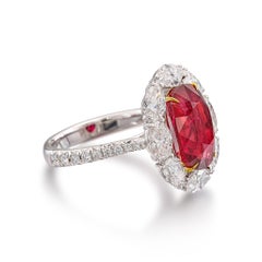 5.7 Carat Oval Statement Ruby Red 14K White Gold Heirloom-Worthy Glow Heirloom
