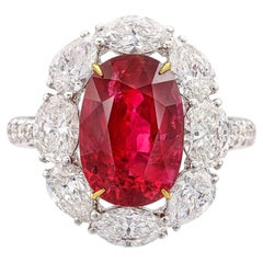 5.7 Carat Oval Statement Ruby Red 14K White Gold Heirloom-Worthy Glow Heirloom