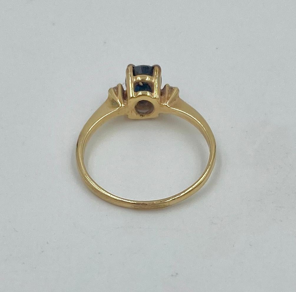 .57 Carat Sapphire Diamond Ring 14 Karat Gold Wedding Engagement Stacking For Sale 2