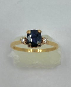 .57 Carat Sapphire Diamond Ring 14 Karat Gold Wedding Engagement Stacking