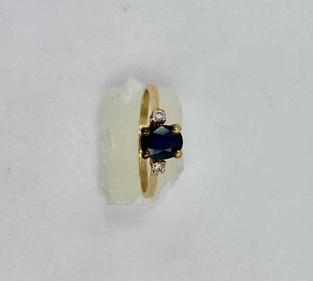 .57 Carat Sapphire Diamond Ring 14 Karat Gold Wedding Engagement Stacking In Good Condition For Sale In New York, NY