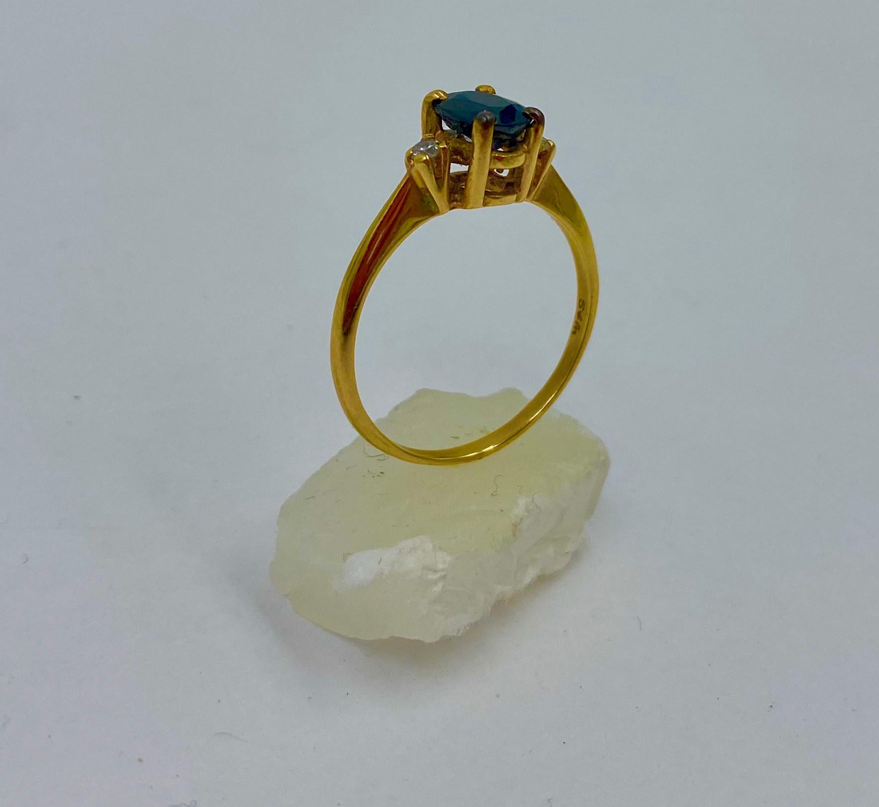 .57 Carat Sapphire Diamond Ring 14 Karat Gold Wedding Engagement Stacking For Sale 1