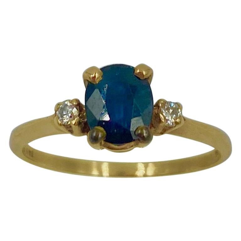 .57 Carat Zafiro Anillo de Diamantes 14 Kilates Oro Boda Compromiso Apilamiento