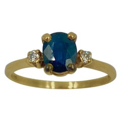 .57 Carat Zafiro Anillo de Diamantes 14 Kilates Oro Boda Compromiso Apilamiento