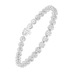 Pulsera de tenis de oro blanco de 14 quilates con racimo de diamantes talla redonda SI/H de 5,7 quilates