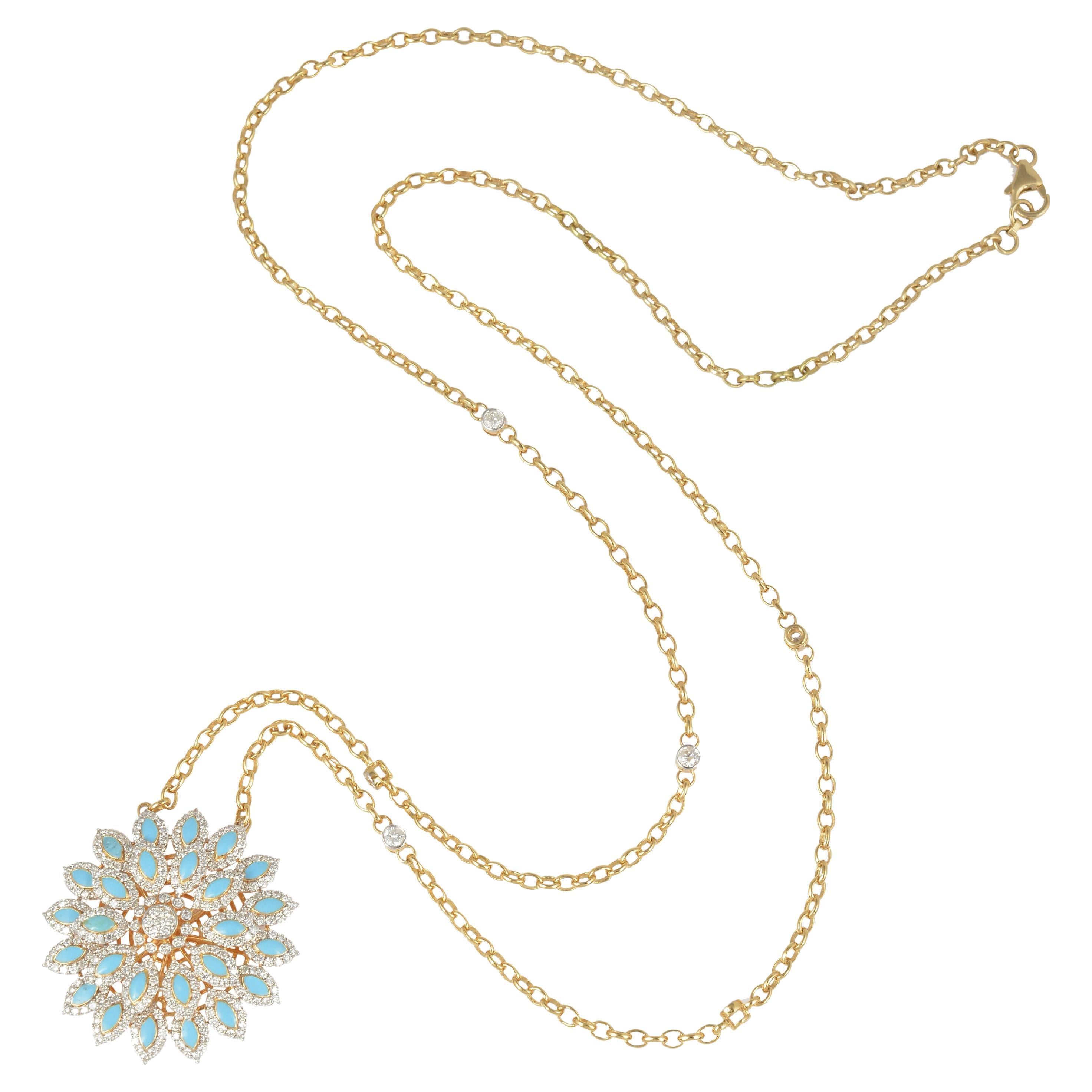Make a bold and glamorous statement with this stunning 5.7 Carat Diamond Enamel Flower Pendant Fine Necklace. Crafted with exceptional artistry and attention to detail, this exquisite piece showcases a captivating blend of diamonds, enamel, and 18