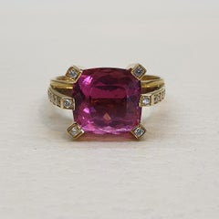 5.7 Carat Tourmaline Diamonds 18 Karat Yellow Gold Cocktail Ring